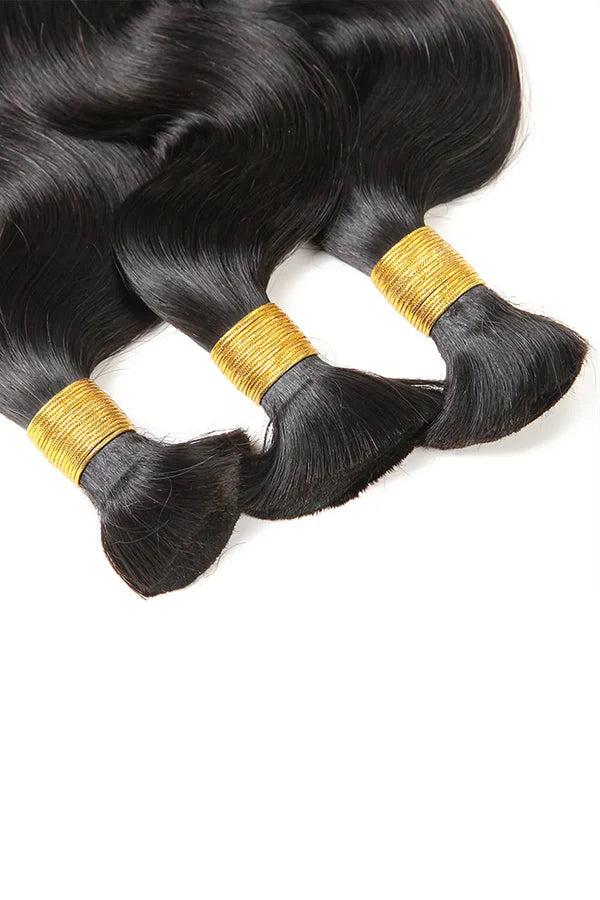 Double Drawn Kinky Curly Bulk Human Hair Natural Black