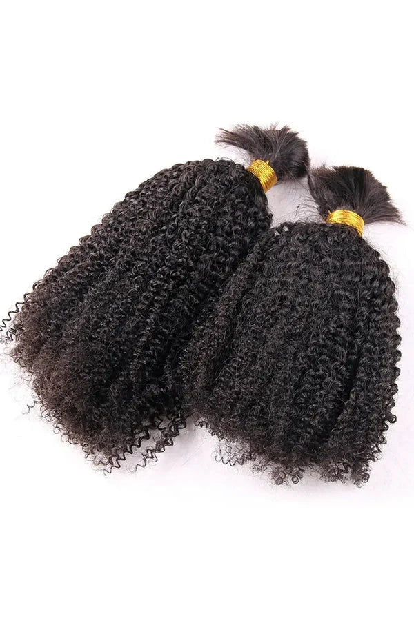 Double Drawn Kinky Curly Bulk Human Hair Natural Black